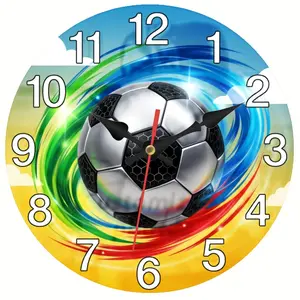 9.8inch Round Wall Clock with Colorful Football Design, suitable for living rooms and bedrooms, ideal for home decoration and gift giving [AA batteries not included]