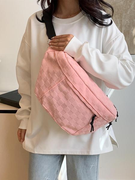 Women's Fashionable Plaid Pattern Zipper Belt Bag, Plain Large Capacity Casual Commuter Versatile Fanny Packs, Simple All-match Bum Bag, Casual Waist Bag