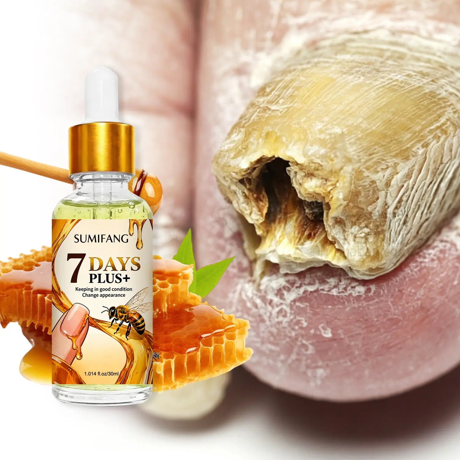 SUMIFANG 7-Day PLUS+ Nail & Cuticle Oil 30ml Nail Care Products Nail Care Serum | Deeply Nourishes with Bee Venom and Jojoba Oil | Strengthens & Brightens | Suitable for Nails and Cuticles | Unisex | Suitable for All Skin Types