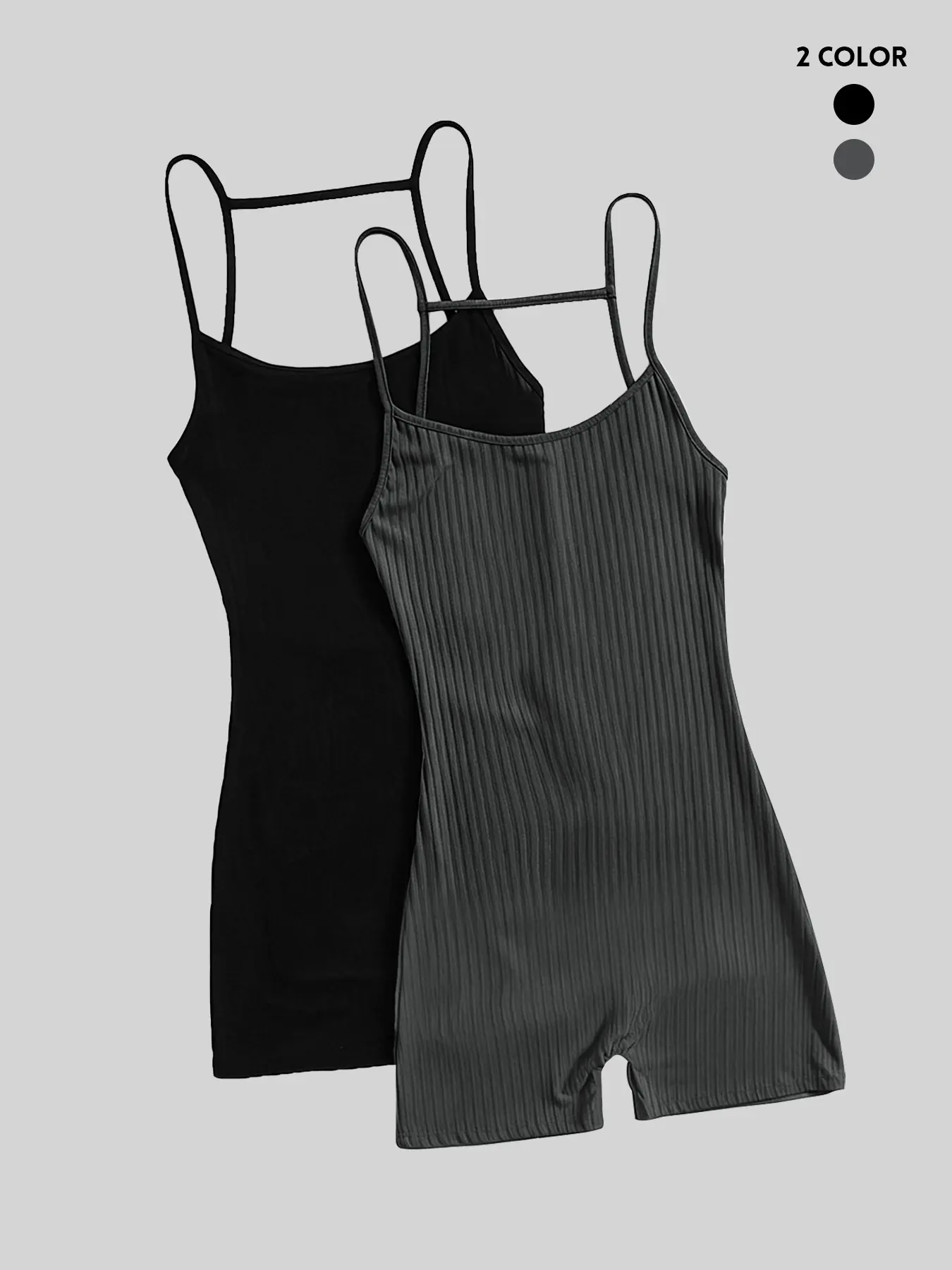 Women's Casual Basic Romper Set of 2 Pieces, Plain Surface Sleeveless Slim-Fitting Design, Unlined Comfortable for Everyday Wear