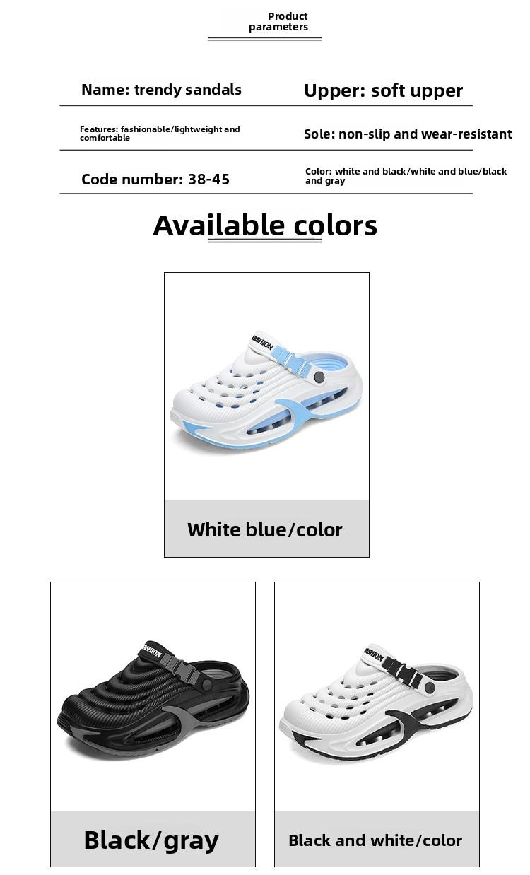 Summer Men's Clogs Outdoor Thick Sole Non-Slip Odor Resistant Durable Quick Drying Soft Beach Sandals 8810