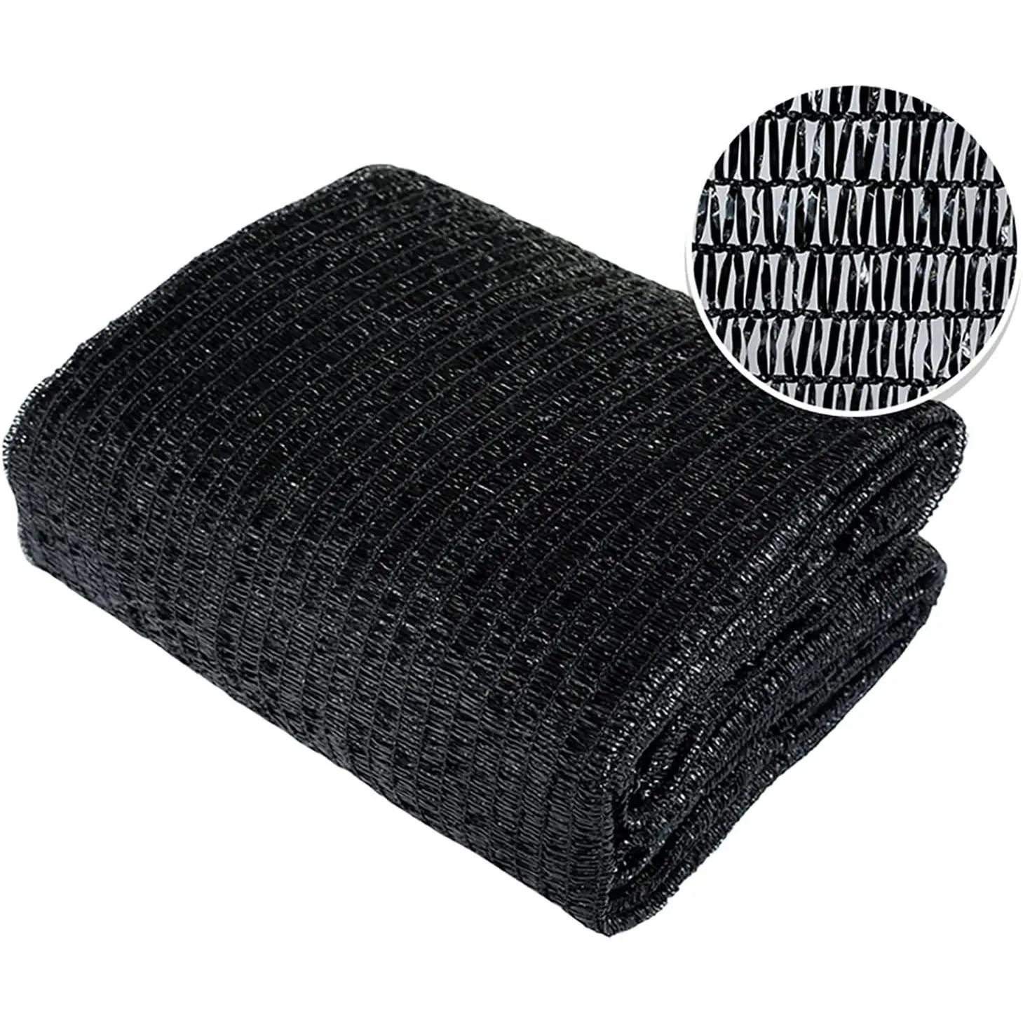 50% Shade Cloth Sunblock Shade Cloth Cover with Clips for  6.5’ X 20’, Black