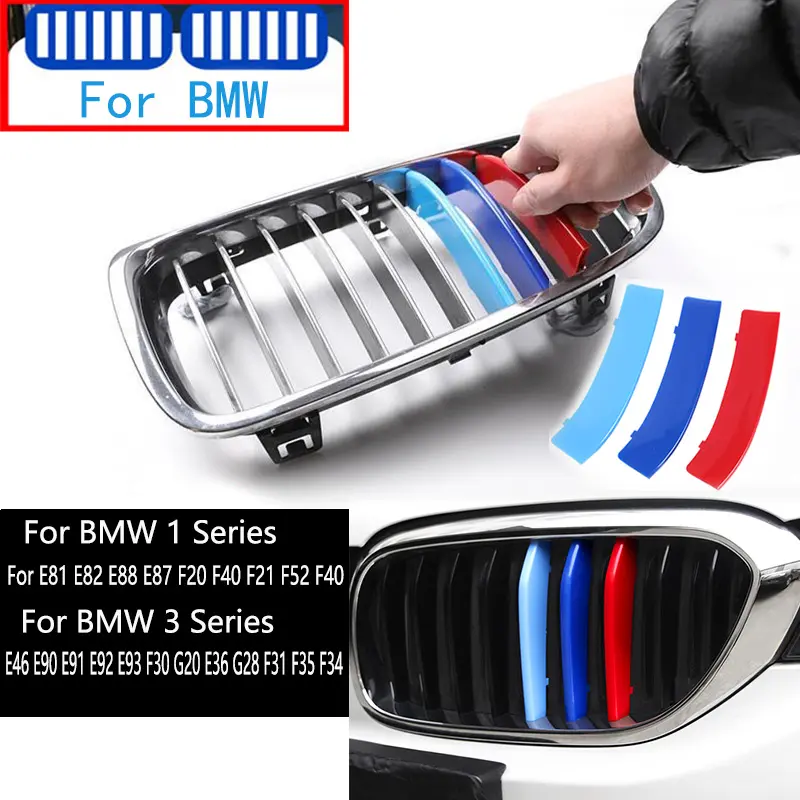 Nice Grill M Performance Strips For BMW 3 series E46 E90 E91 E92 E93 F30 F31 F34 Automotive Accessories Motorsport Car Grille Trime Stripes