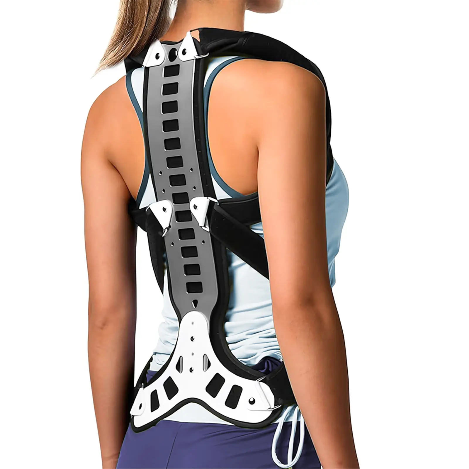 Adjustable Full Back Posture Corrector, Humanized Backpack Style Harness for Unrestricted Movement, Spine Support Brace for Kyphosis & Scoliosis, Lightweight Discreet for Men Women