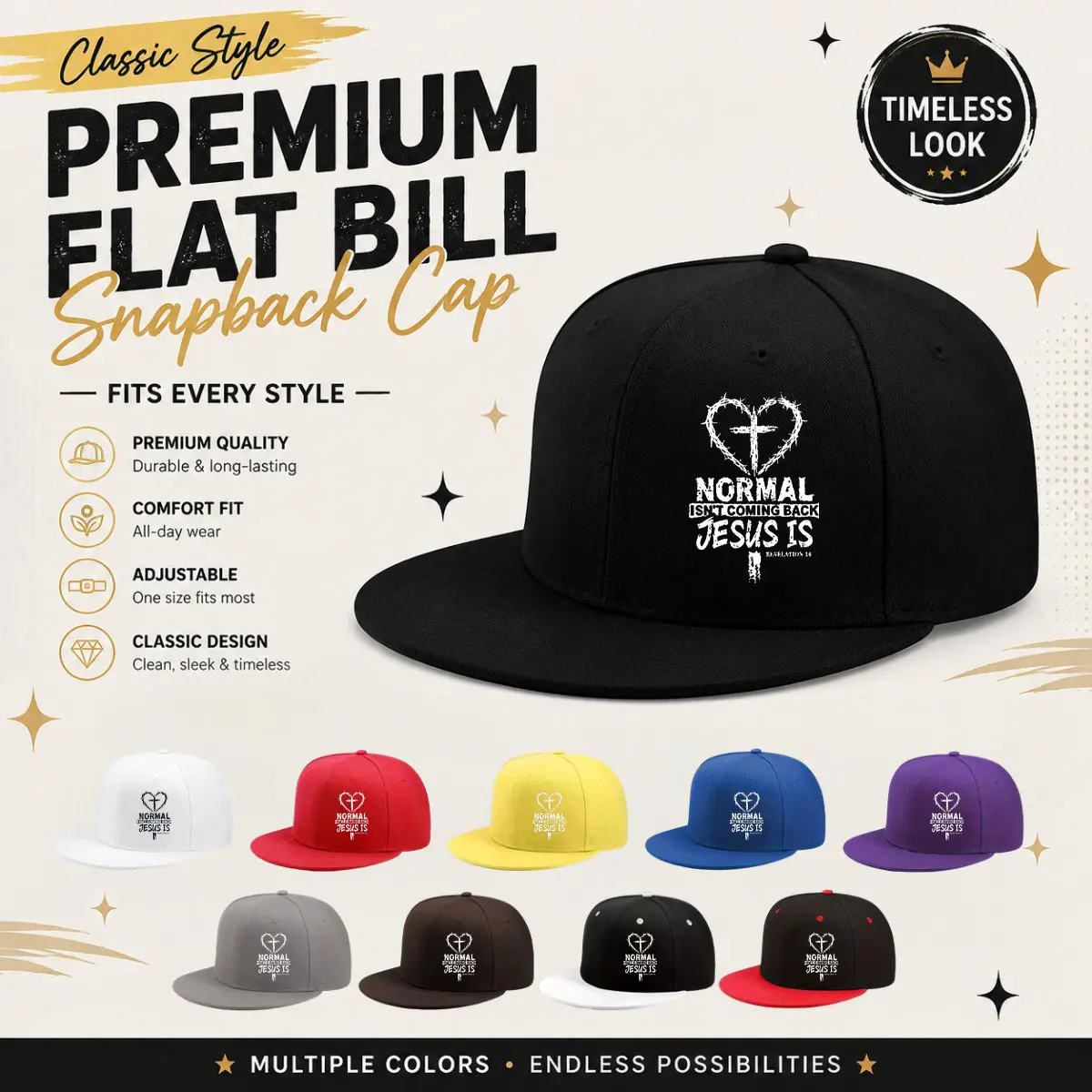 A retro street style printed baseball cap with a flat brim design, adjustable to fit any scene, making you look handsome with it