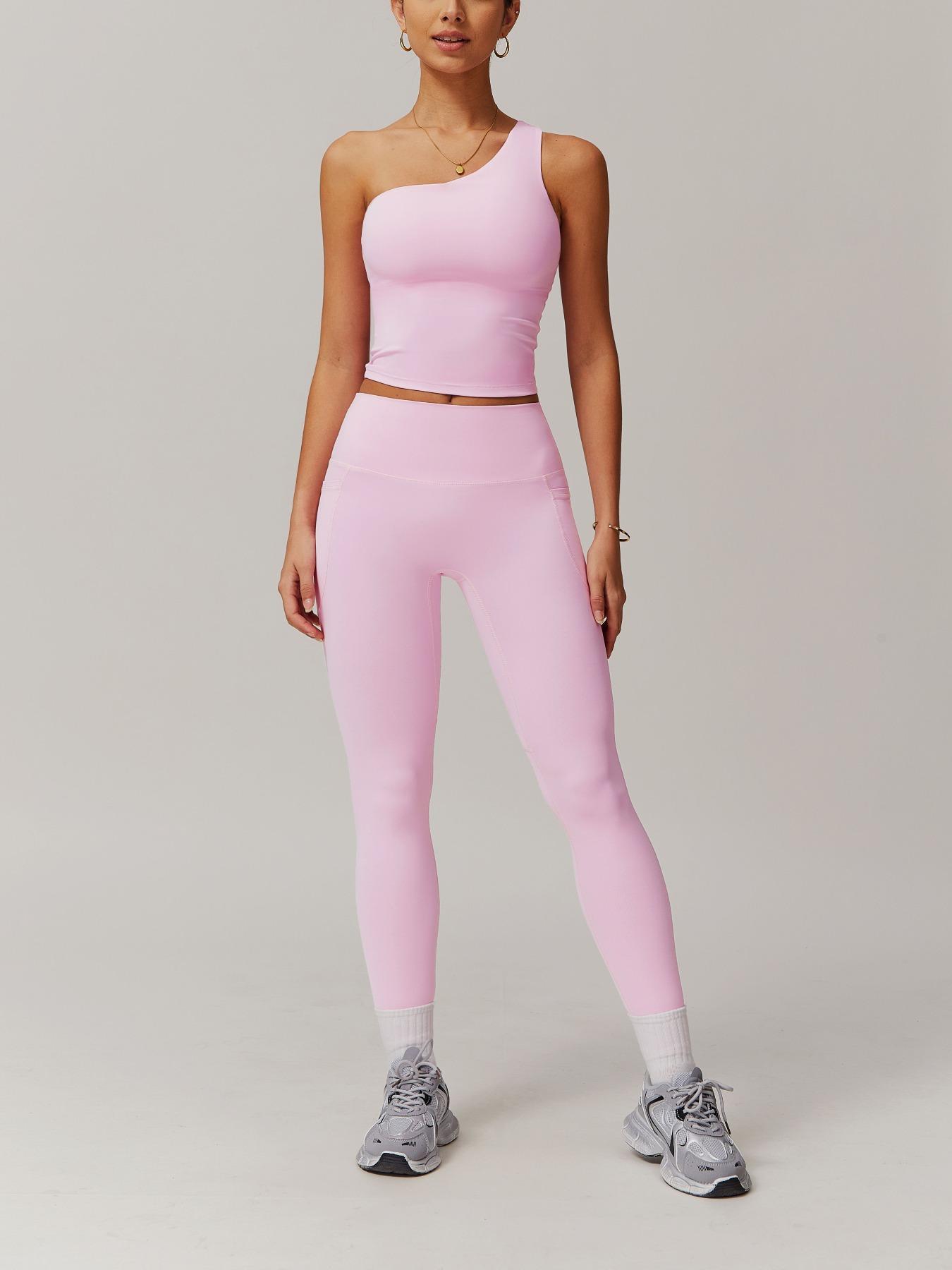 Women's Solid Crop Top & Leggings Tracksuit Set, Casual Breathable Sportswear Set for Workout Running, Ladies Sportswear for All Seasons, Activewear, Yoga Wear, Workout Clothes Women, Sweatsuit Sets