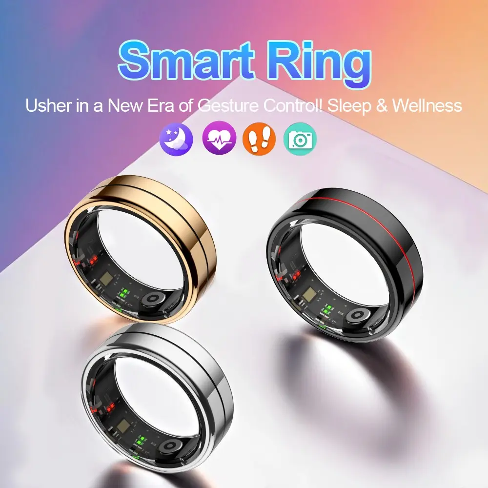 Smart Ring with Sleep Monitoring, Gesture Control, Activity & Workout Tracker, 5atm Waterproof, Lightweight Fitness Ring with Magnetic Charging Case