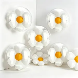 10pcs Daisy Transparent Balloons, Clear Round Balloons with Petals Core, Spring Birthday Party Decor, Wedding Welcome, Outdoor Photoshoot