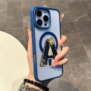 Magnetic Coquette Case for iPhone 17 16 E Pro Max 15 Plus 14 13 12 11 XS XR, Pastel Navy Manifest Bold Hand Lettering Design | Shockproof, Girly, Stylish, Silicone, and Trendy Protection