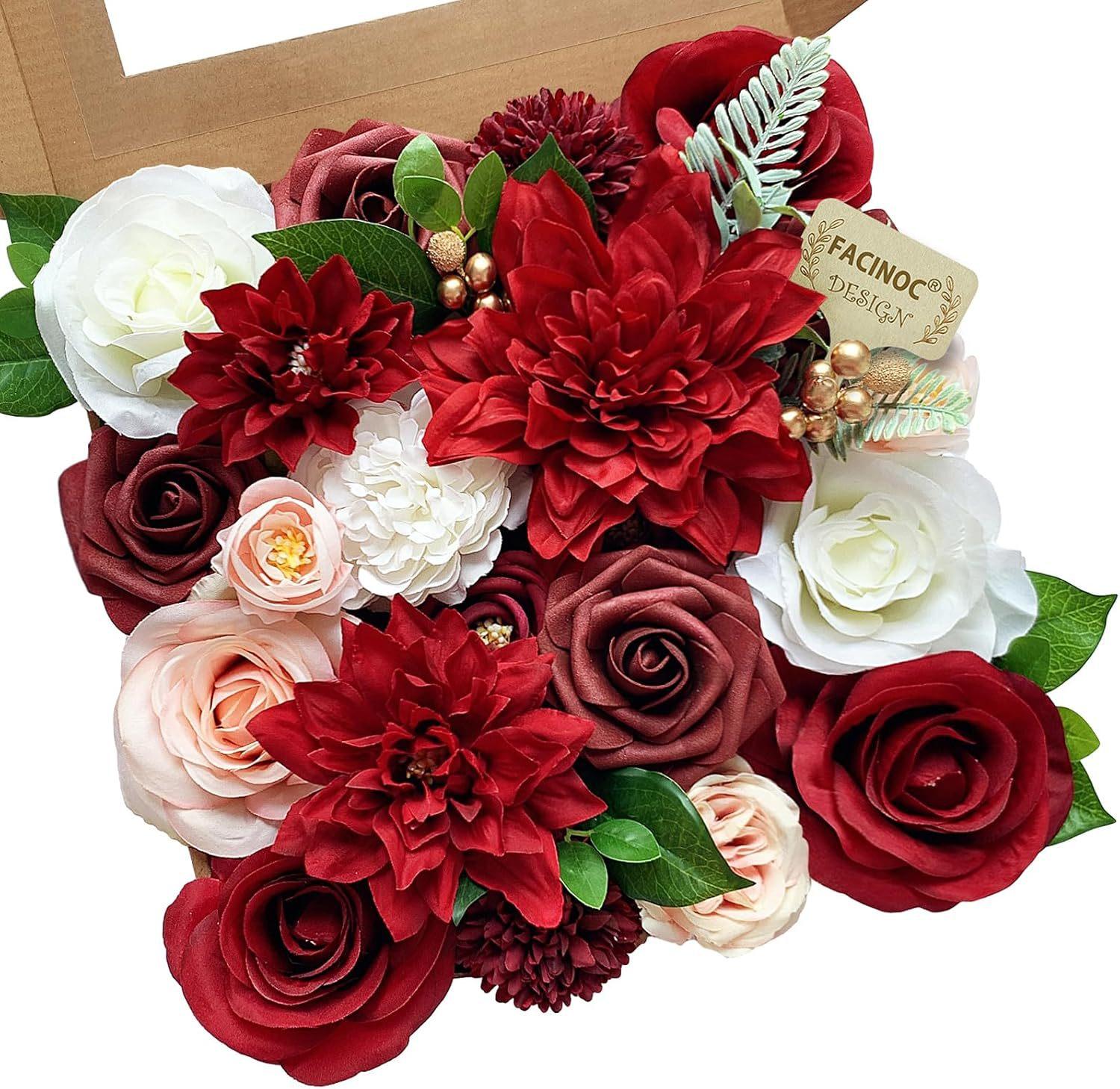 Aesthetic DIY Faux Rose Box Set| Real-Touch Artificial Flowers with Stems for Wedding Bouquets & Centerpieces| Romantic Forever Valentine's & Birthday Gift| Spring Home Decor