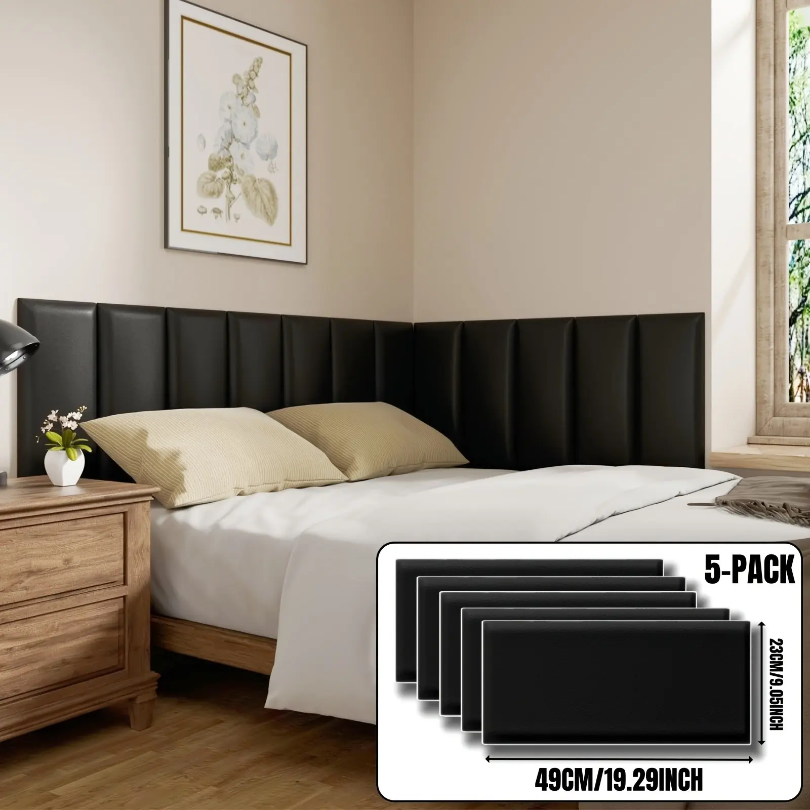 5pcs Thick Self-Adhesive Wall Protectors, Bed Headroom Collision Decor, Sponge Cushion Pads, Hotel Dorm Room Wall Decoration, Easy Peel and Stick