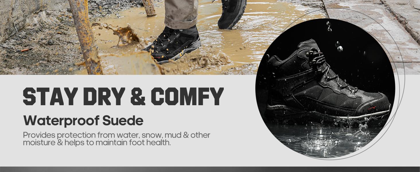 NORTIV 8 Men's Steel-Toe Work Boots - Breathable & Durable, Slip-Resistant, Round Toe, Cuban Heel Comfortable Walking Shoes Boy Closed SpringStatements