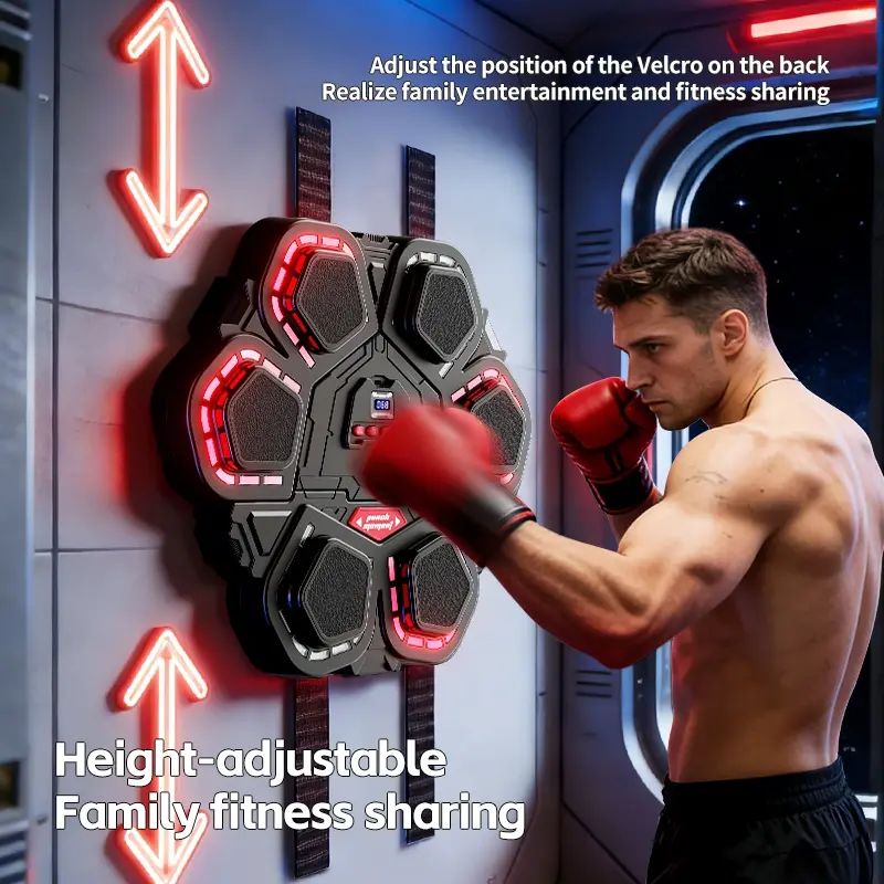 Smart Music Boxing Training Machine, Adult & Kids Universal, Includes Punching Gloves, LED Real-Time Feedback, Bluetooth-compatible Sync, Wall Mountable