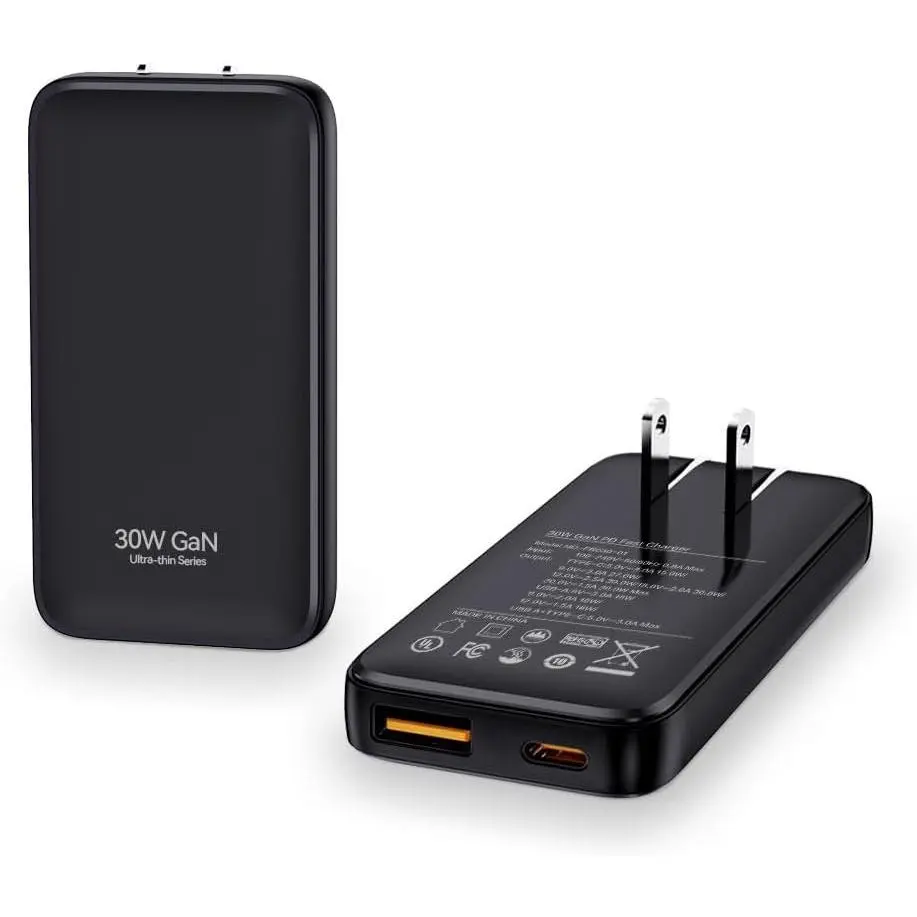 30W USB C Charger Block,Slim Wall Charger Travel    Block,2-Port Compact Charger with Foldable Plug for  17/16 Series, Galaxy, and ,1-Pack(2026 Update)