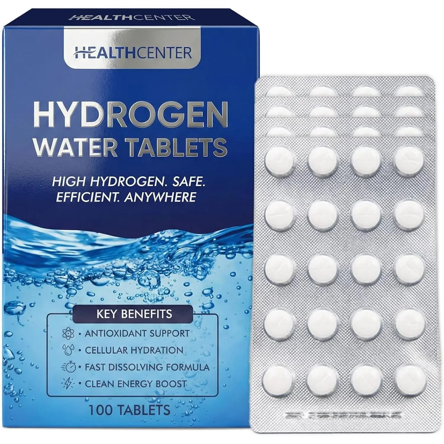 US Healthcare Dietary H2 Hydrogen Water Supplement Tablets, 100 Count - High-Concentration Molecular Hydrogen, Magnesium for Athletic Recovery, Cellular Energy Support