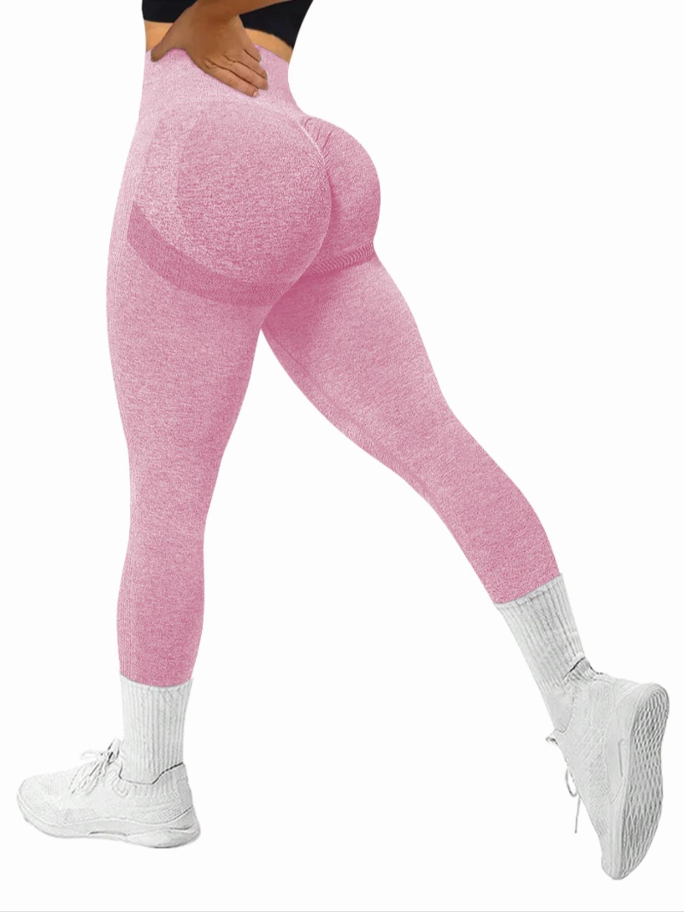 Sporty Women's Plain Ruched High Waist Sports Leggings, Solid Color Wide Waistband Sport Skinny Pants, High Stretch Seamless Yoga Leggings, Ladies Sportswear for Indoor Outdoor Wear
