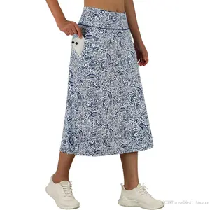 Women's Midi Length Skorts Skirts with Pockets Modest Skirts 28" Long Knee Length Athletic SkortsCC39ThreadNest Apparel