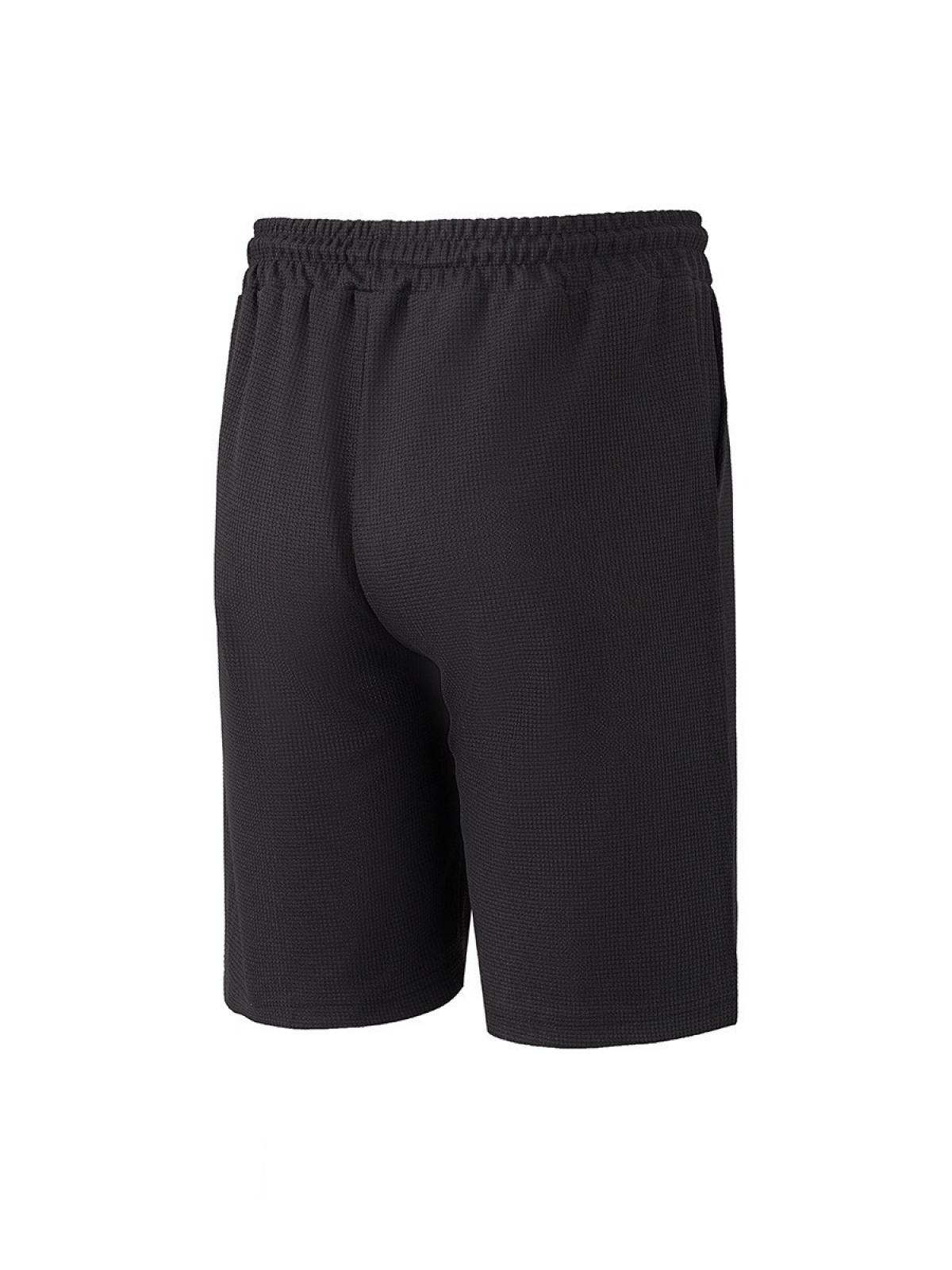 Men's Waffle Knit Shorts Elastic Waist Drawstring Knee Length Shorts With Pockets Waffle Knit Solid Color Breathable Lightweight Soft Comfortable Durable Stretch For Summer Outdoor Sports Casual Daily Wear