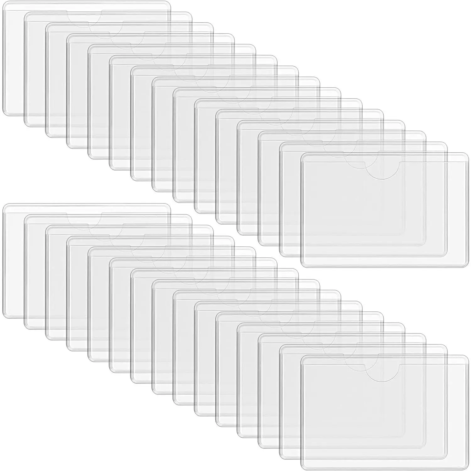 100 Pack Clear Self-Adhesive Business Card Pockets and Top Open Library Card Pockets, Plastic Label Holders for Storage Bins, Ideal for Organizing and Protecting Your Business Cards