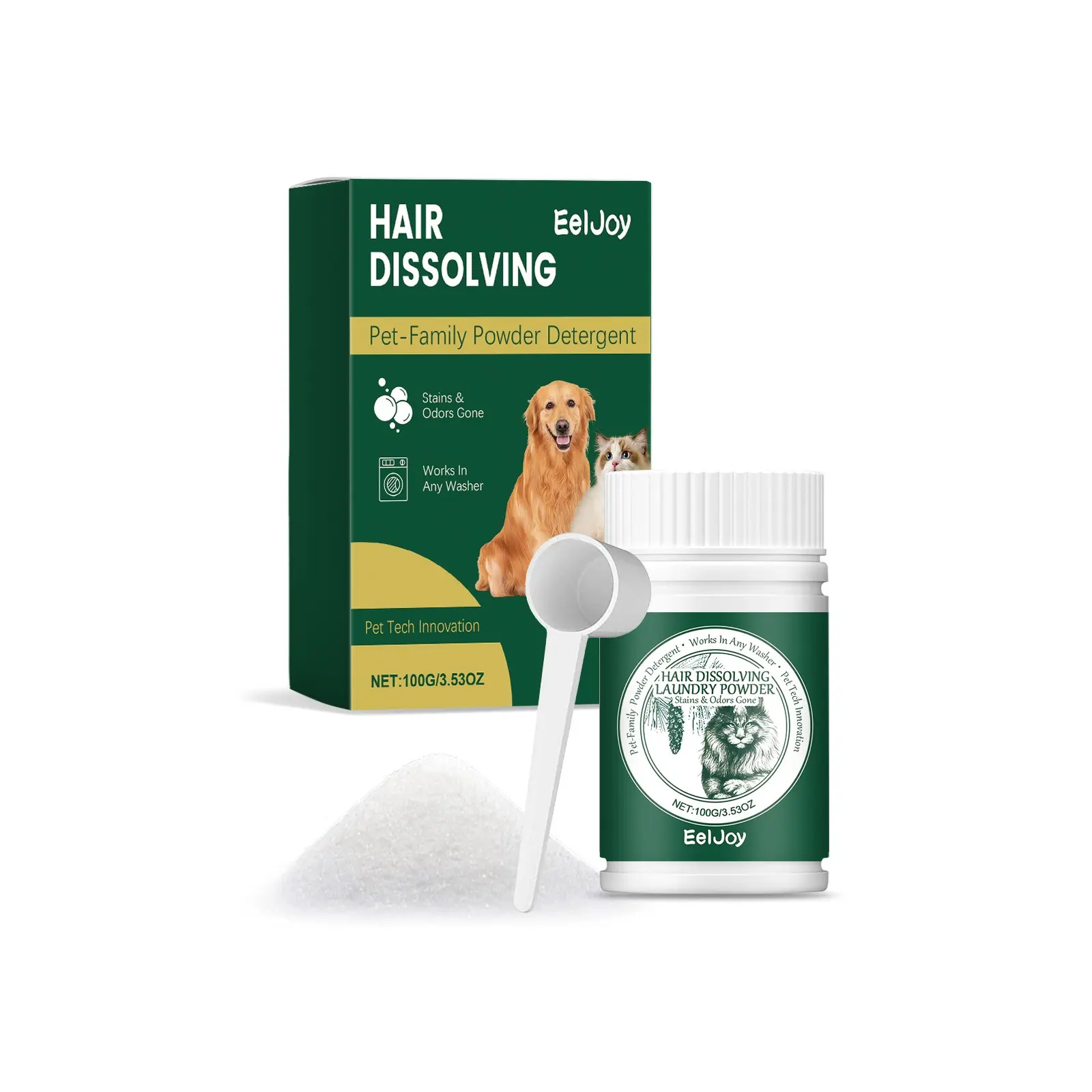 Pet Hair Cleaning Powder, Hair Dissolving Laundry Detergent for Cats and Dogs, Stain Remover, Effective Pet Grooming Solution