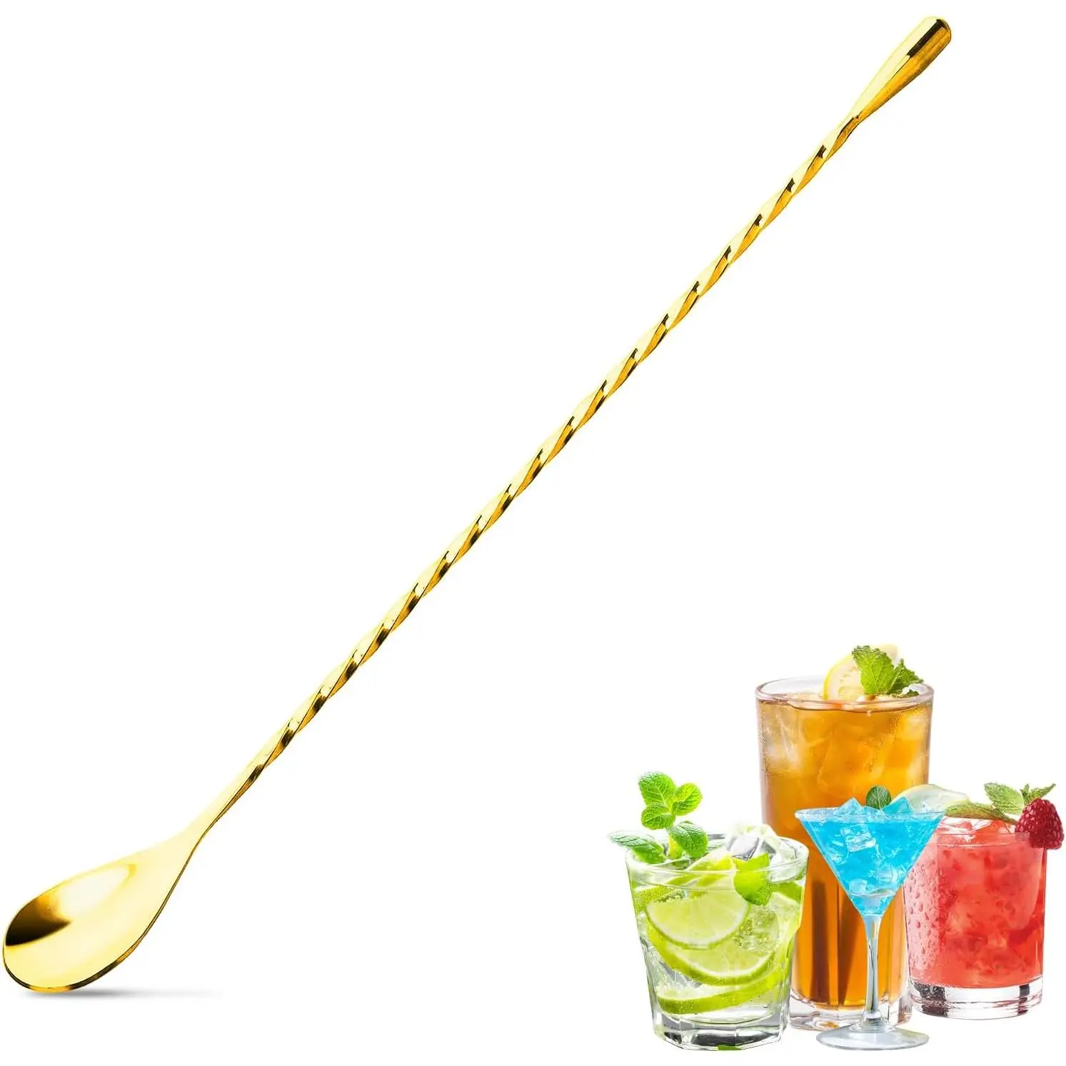 12 Inches Bar Spoon, Long Handle Mixing Stirrers for Drink, Stainless Steel Bar  Shaker Spoon 1 count (1, )