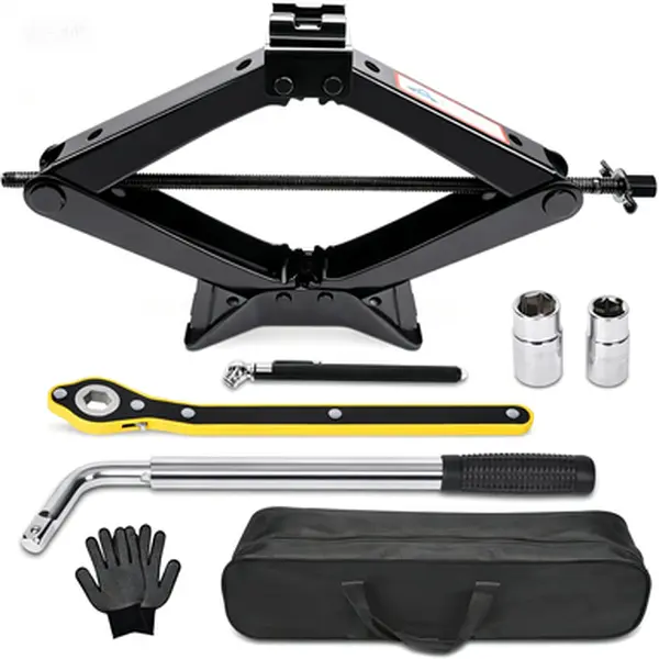 3 Ton Hydraulic Car Jack Tire Changing Kit with Scissor Lift - Portable Emergency Tool for SUV, MPV - Heavy Duty 6610 lbs Lifting Capacity - Including Lug Wrench