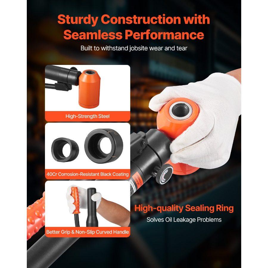 VEVOR Knockout Punch Set, 15 Ton Hydraulic Knockout Set, 1/2 to 4 KO Tool Kit Hole Making Tool, KO Tools Kit W/10 Dies for Metal Electrical Cabinets, Electrical Control Cabinets, Switch Cabinets