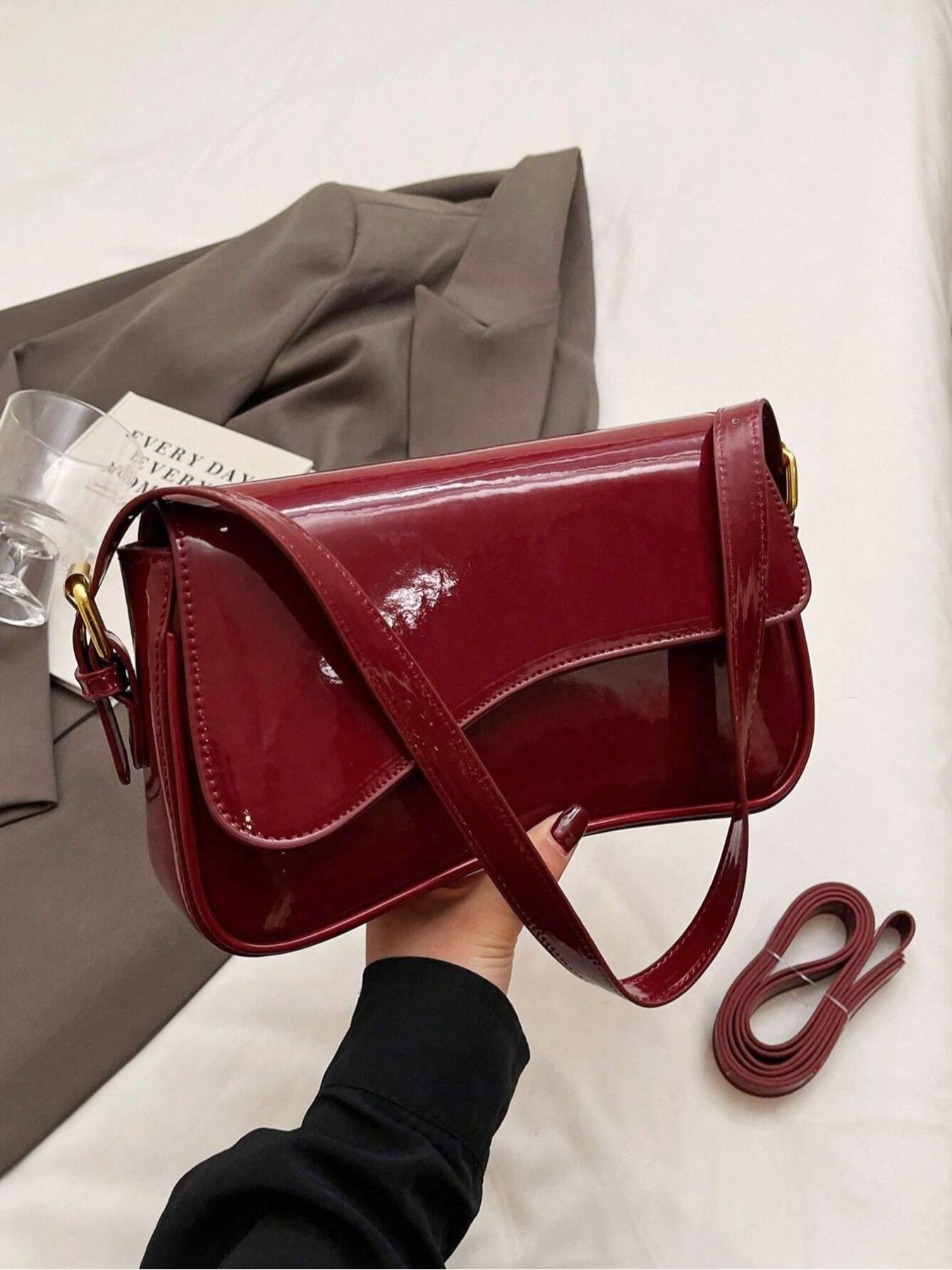 Women's Solid Color Shoulder Bag, Fashionable PU Leather Crossbody Bag for Daily Used, Casual Trendy Versatile High-quality Daily Commuting Bag