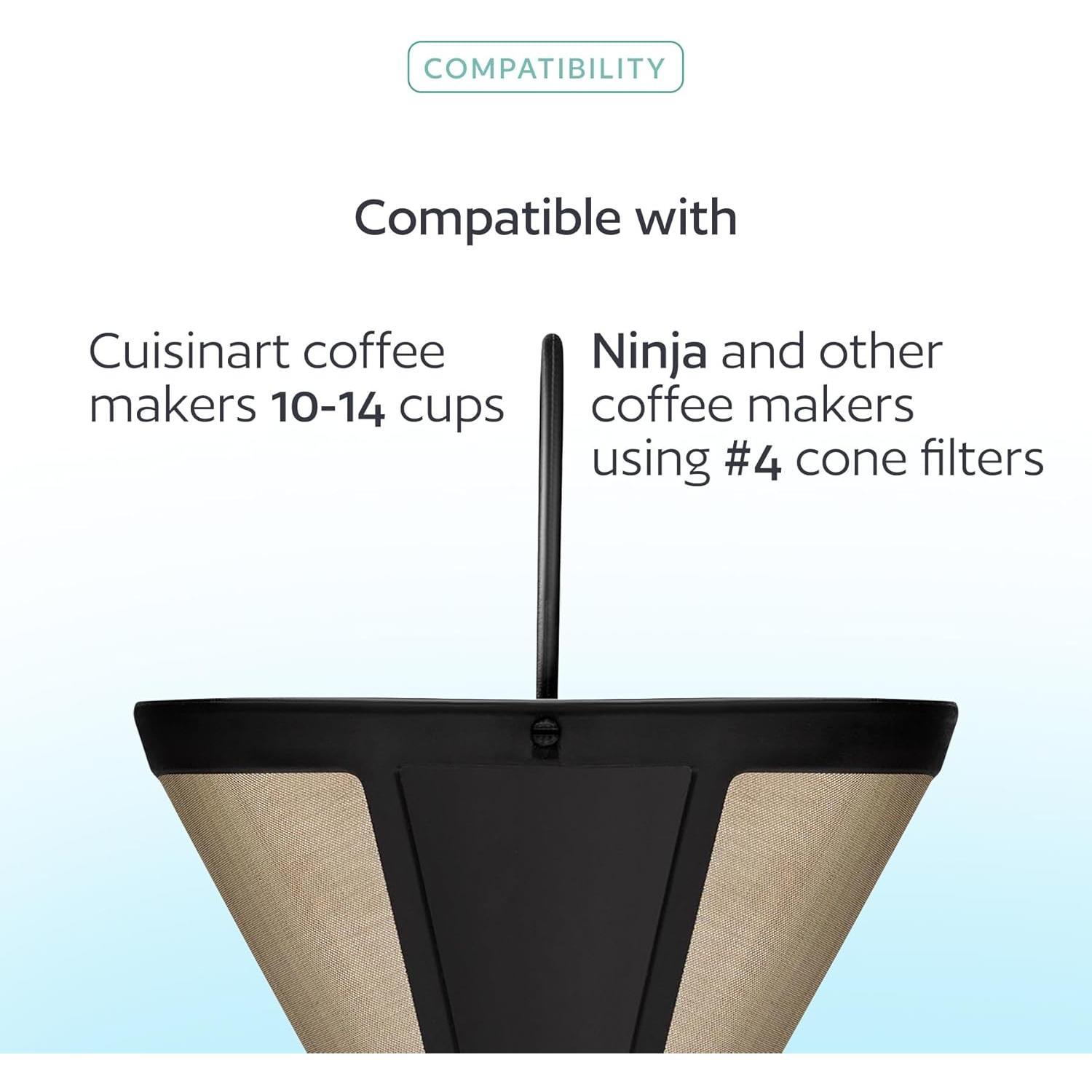 2-Pack #4 Permanent Cone Coffee Filters - Compatible with 10-14 Cup Brewers  (DCC-3200, DCC-1200, DCC-3400) & Coffee Makers - Stainless Steel Mesh,  Dishwasher-Safe by - TikTok Shop