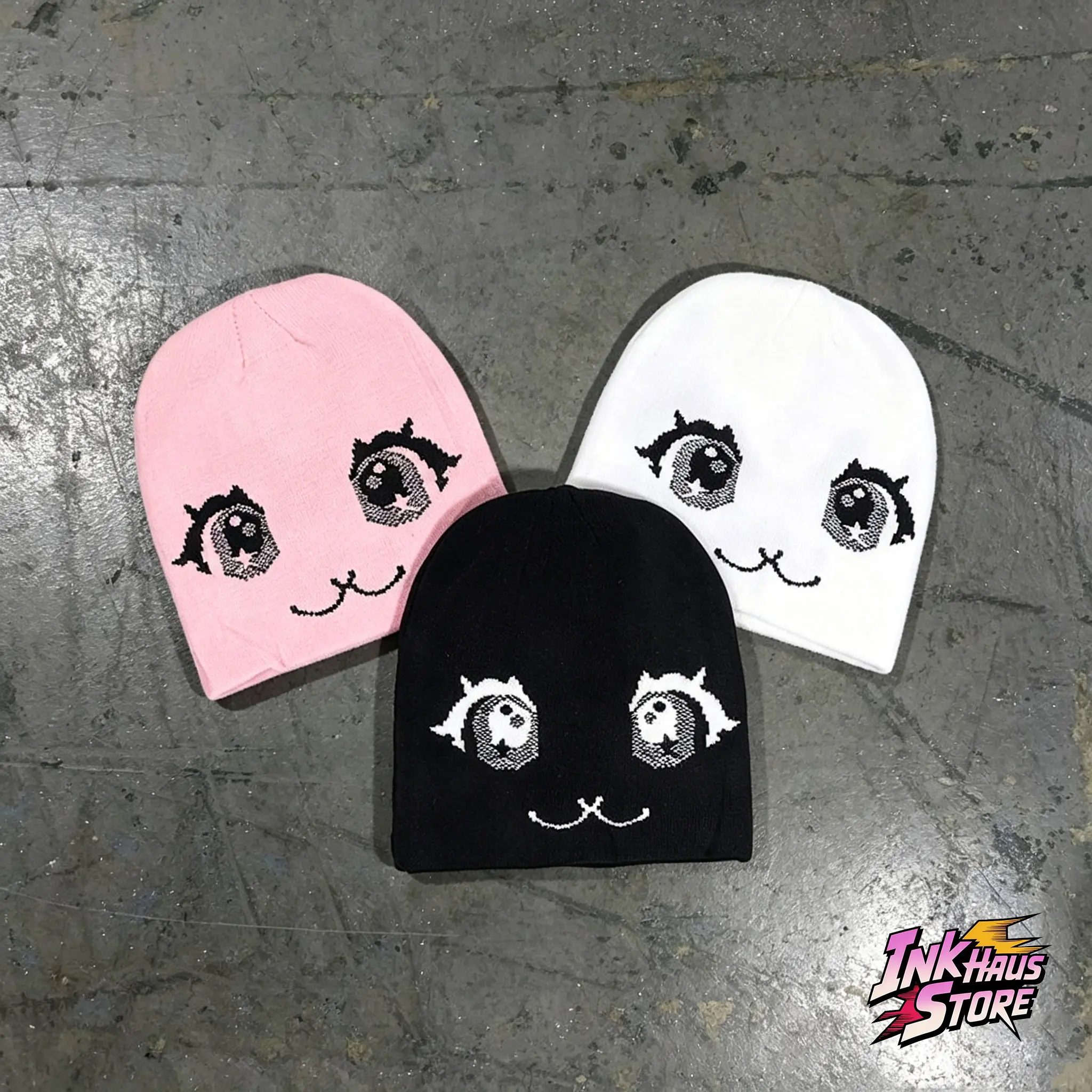 InkhauseStore Y2K Anime Cat Slouch Beanies | Viral Kawaii E-Girl E-boy Streetwear Must Have