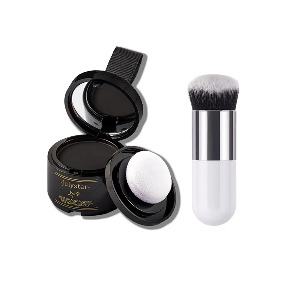 Julystar Hair Shadow Powder With Free Brush, 4 Shades Waterproof Hairline Filler Powder, Sweatproof Natural Root Touch Up For Festival Prom Daily Makeup