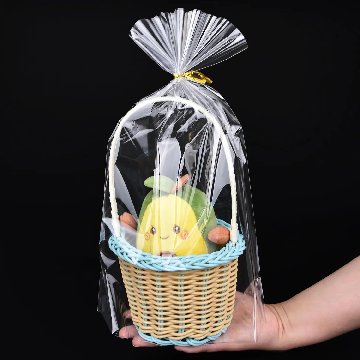 50 count Bottom Gusset Bags 8"x 12" Clear Cello Cellophane  Goodie Bags with  Twist Ties, Party Favor Packaging,  Mug Wrapping