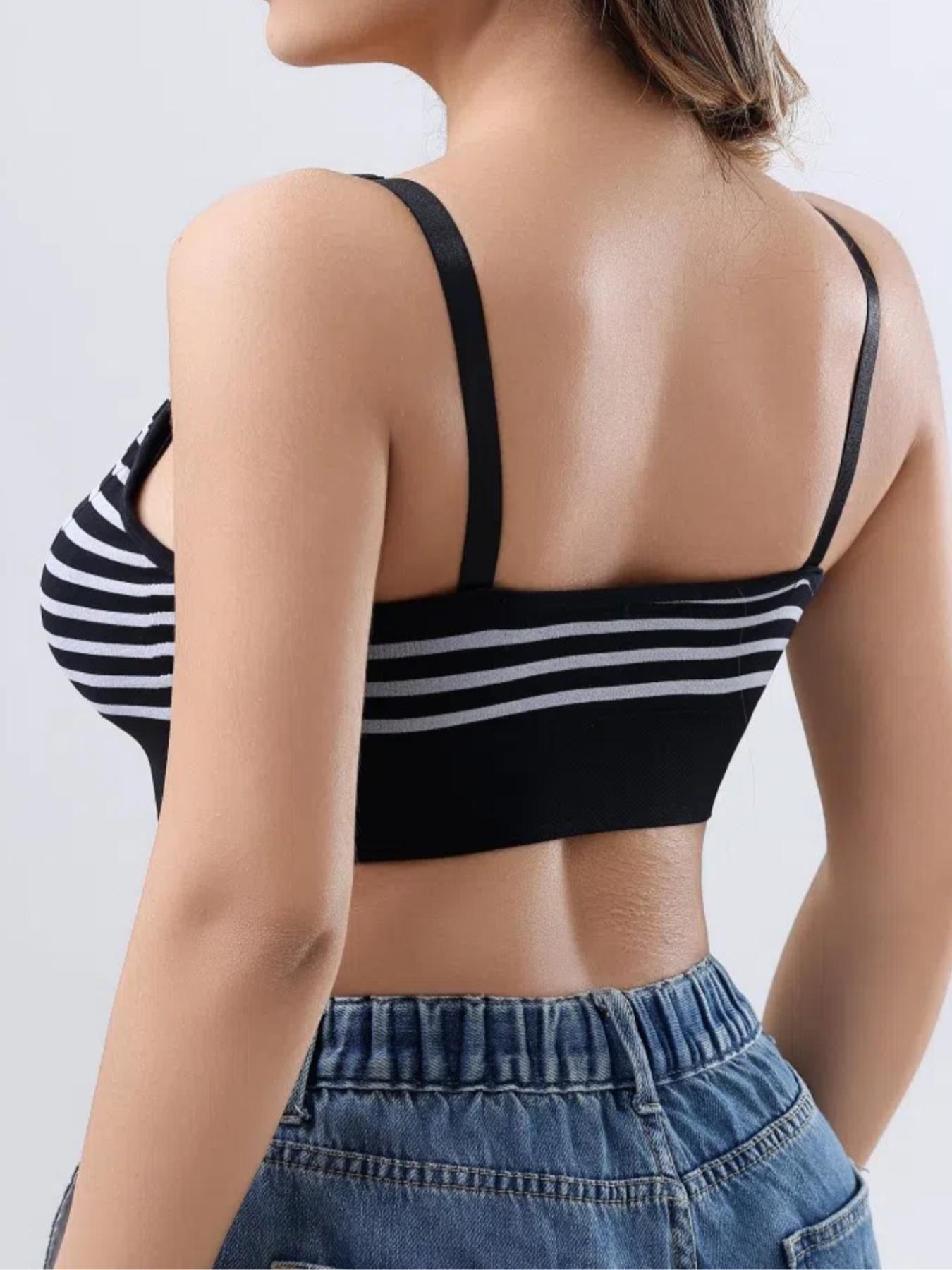 Maternity Solid Color/striped Print Nursing Bra, Adjustable Strap Seamless Double Layer Soft Support Nursing Bras, Maternity Underwear for All Seasons, Underwear for Women, Soft Fabric Bra, Supportive Bra