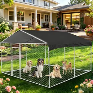 Large Pet Dog Run House Outdoor Kennel Shade Cage Enclosure w/ Roof Playpen