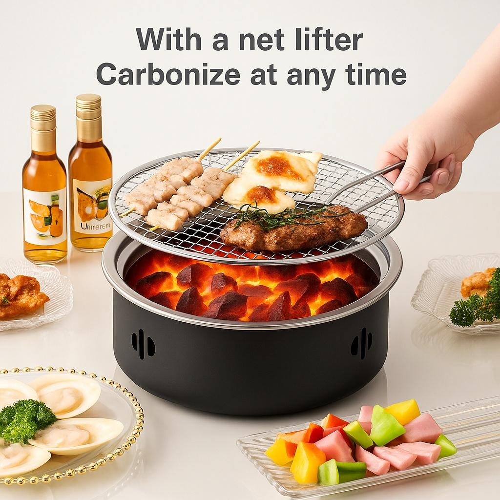 Stainless Steel Charcoal Grill, Portable Charcoal Barbecue Grill, Outdoor Camping, Household Indoor Barbecue Rack, Family Gathering Barbecue Artifact, Essential Charcoal Grill for Holiday Dinners