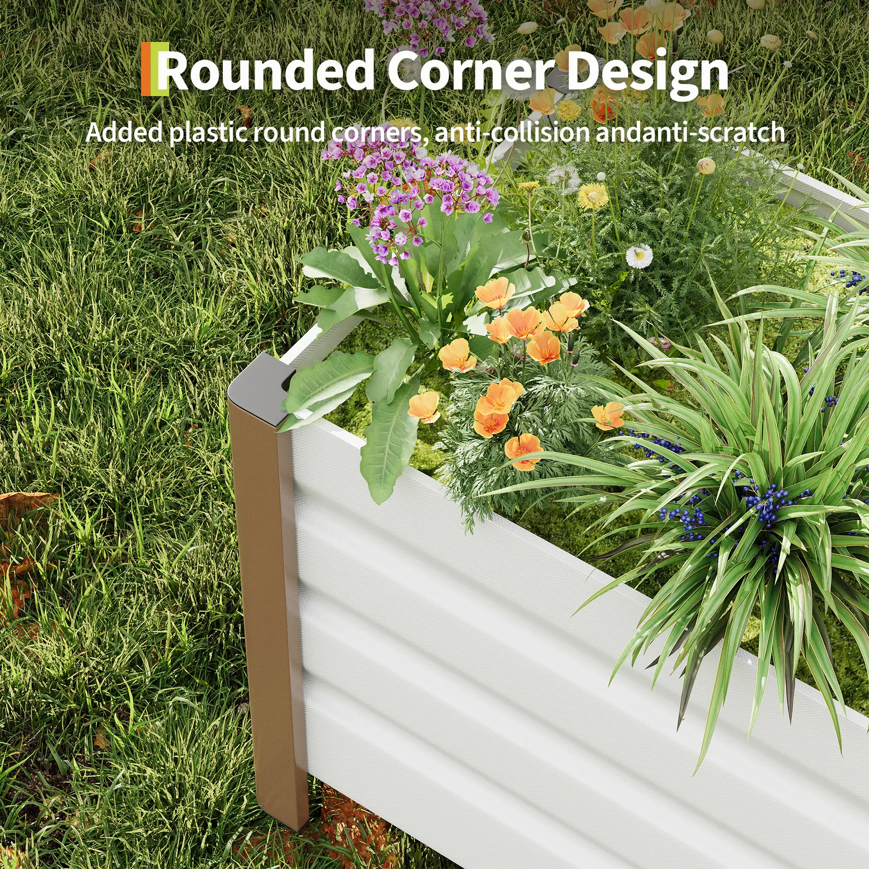 GAOMON Aluminum Raised Garden Bed Planter Box – Modern Deep Single Layer Design with Rounded Corners, Anti-Cut Edging & Drainage Holes, Ideal for Outdoor Patio, Balcony or Yard