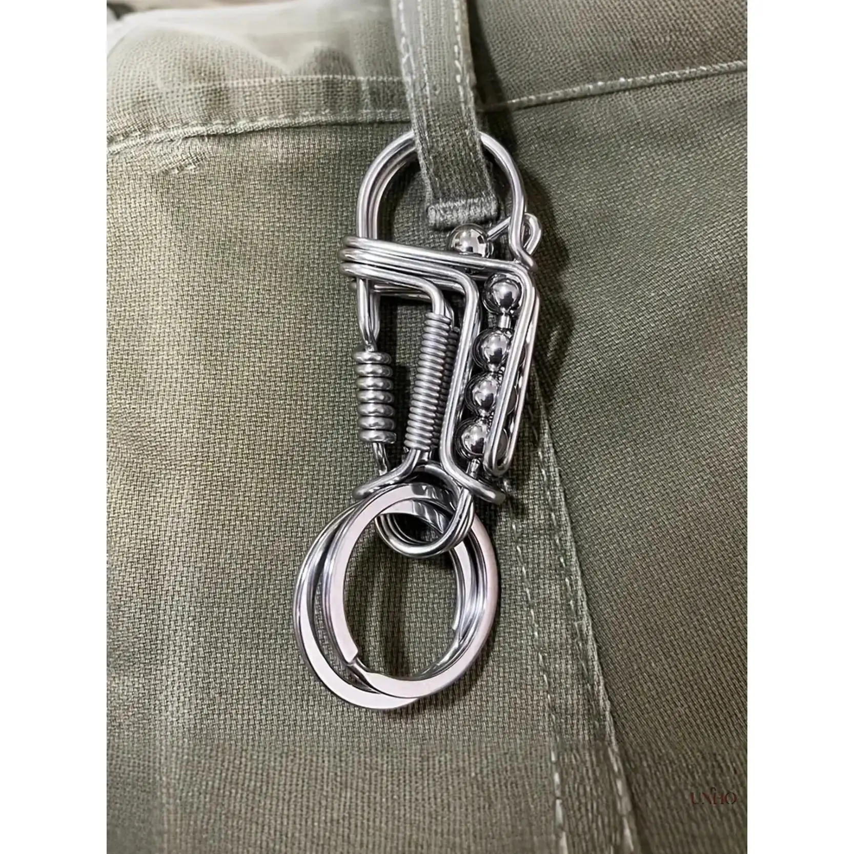 1PC Matte Engraved Stainless Steel Mechanical Key Ring Buckle For Men, Textured Bead Alloy Car Key Charm, Minimalist Industrial Fashion Accessory, Holiday Gift For Guys