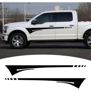 Bilisin Self-Adhesive Car Body Side Door & Hood Stickers, Abrasion-Resistant Long-Wearing Removable Vinyl Sports Racing Stripe Graphic Decals, Universal Black Accessories for Cars, SUVs, Trucks, Off-Road Vehicles BI004