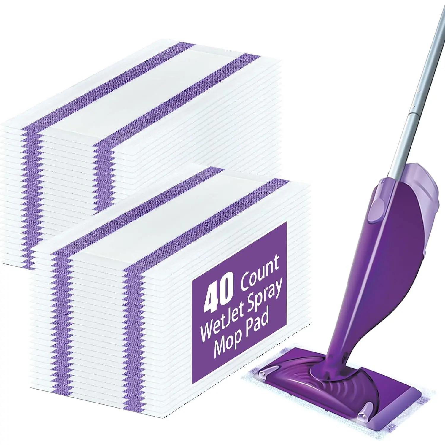 40 Pack Disposable Mop Pad Refills for Swiffer Wet Jet ,Dry&Wet Mopping Pad Compatible with Swiffer Wet Jet and Any Model of Spray Mop,Multi Surface WetJet Pad for Floor Cleaning
