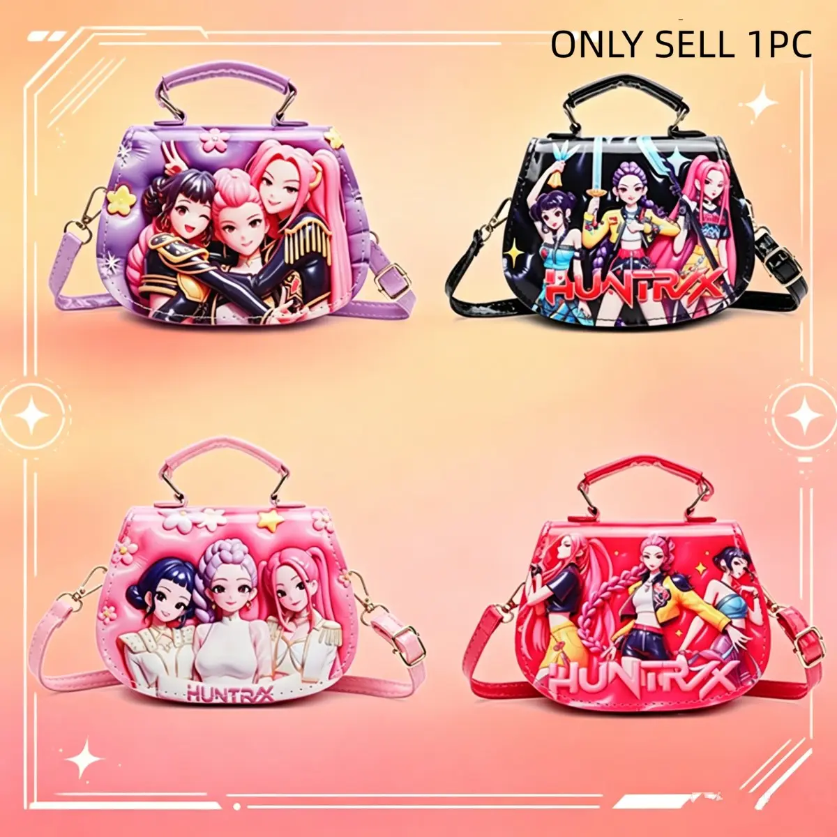 The latest popular cute singing girl group children's handbag, mini cartoon printed shoulder bag, fashionable children's crossbody bag, perfect birthday gift for daughters, suitable for little girls' daily outdoor use, girls returning to school