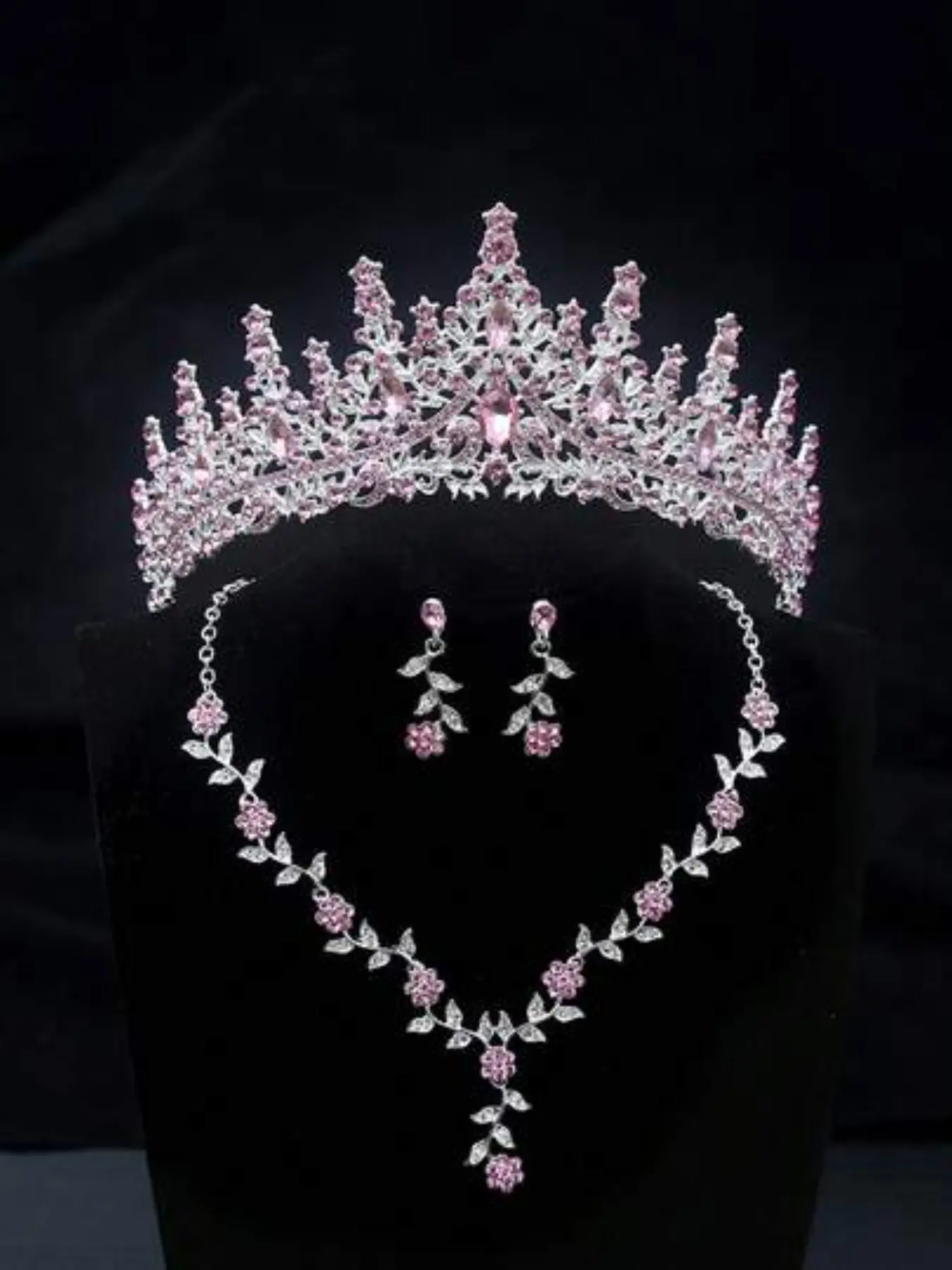 Crystal Crown Set, Elegant Jewelry Ensemble, Perfect for Weddings and Formal Events, Includes Necklace and Earrings, Bridal Accessory, Jewellery