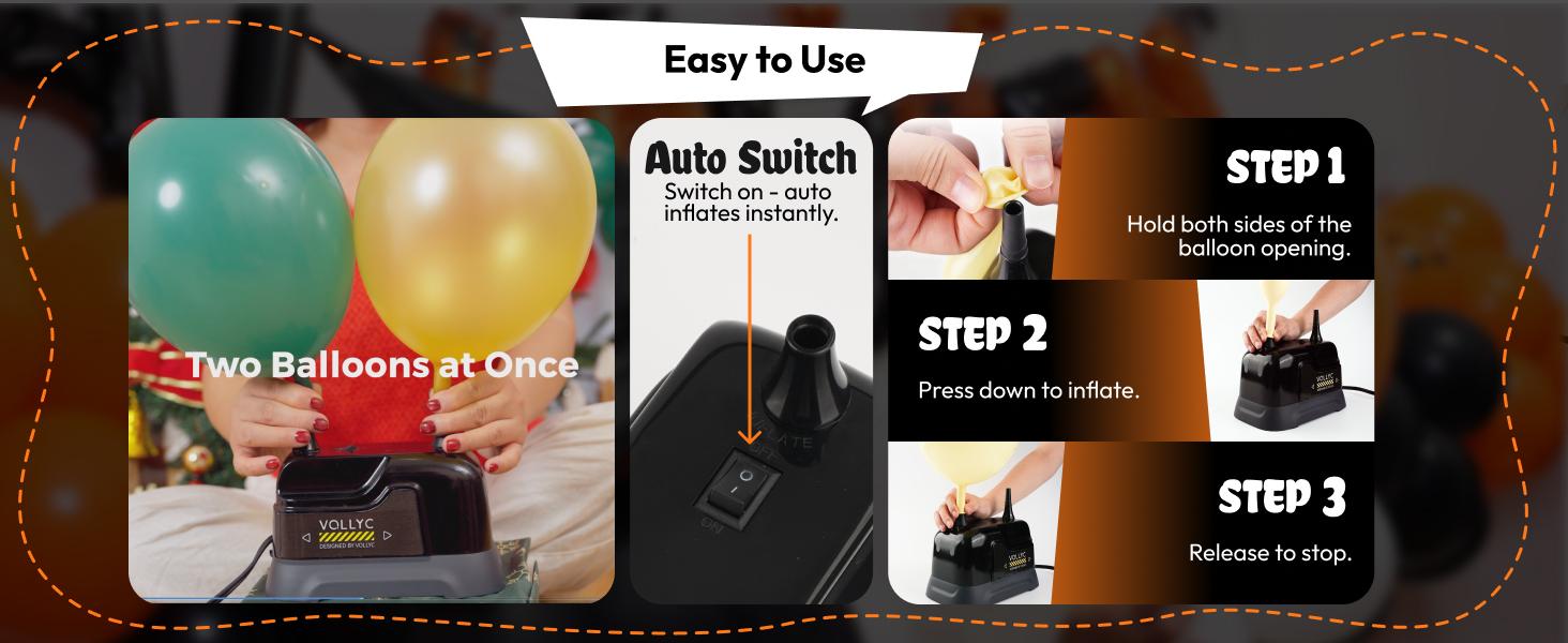 Balloon Pump Electric, Dual Nozzle Balloon Inflator Air Pump, Fast & Easy Inflation for Party Decorations, Birthday, Wedding, Baby Shower – Lightweight, Portable Balloon Blower Machine