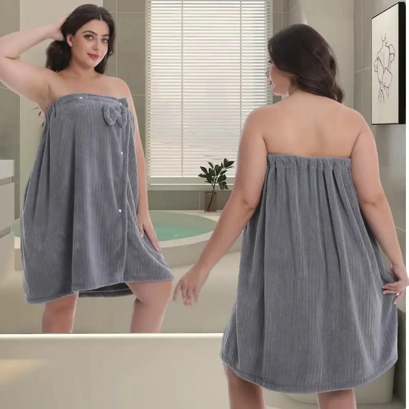 Women's Plus Size Bathrobe Set, Lightweight Spa Robe, Adjustable Dry Hair Towel Set, Comfortable Body Wrap, Casual All-Season Wear
