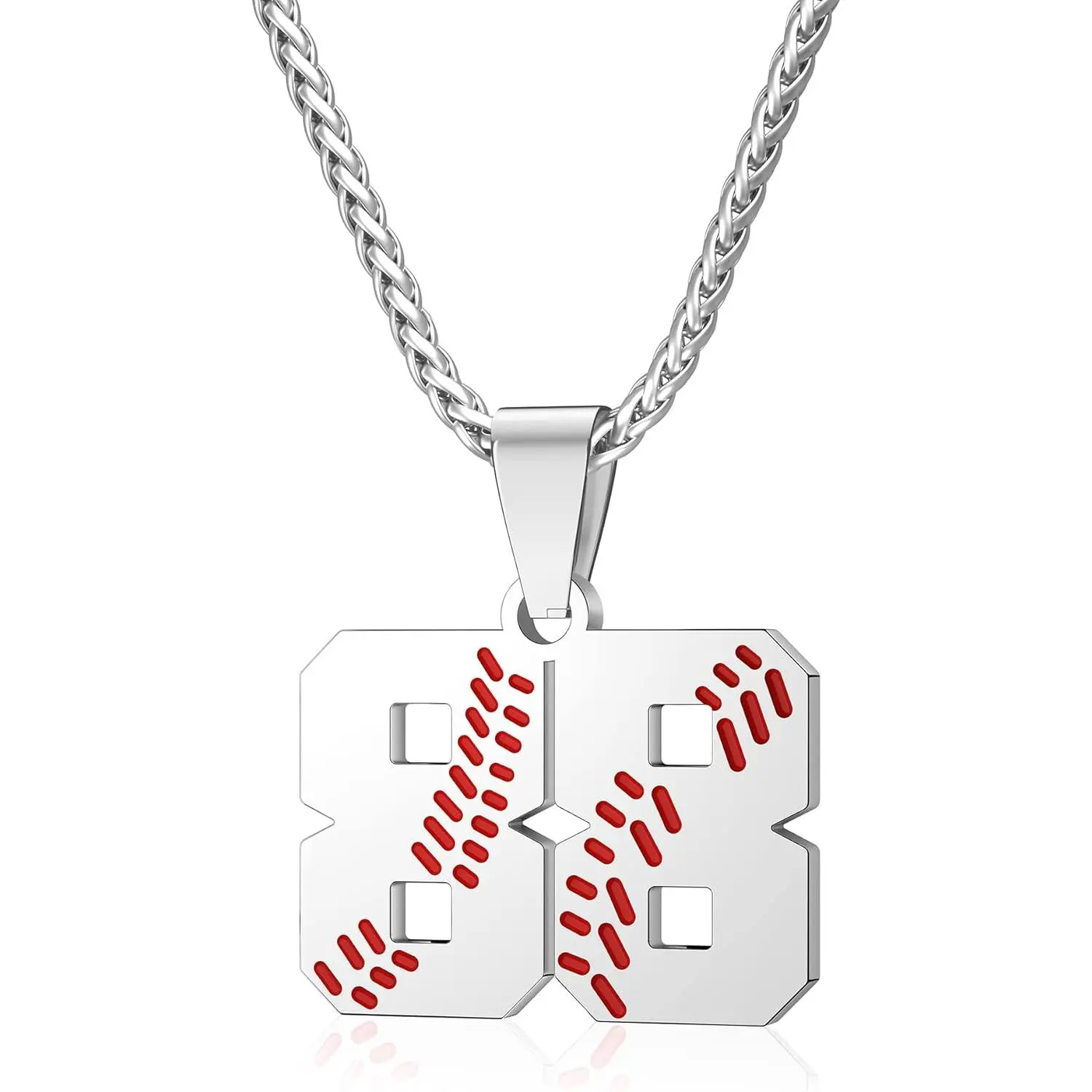 Personalized Baseball Jersey Number 00-99 Necklace - Stainless Steel Baseball Chain Pendant Necklace - Team Jewelry Gift  Boys, Girls, Men, Women New model