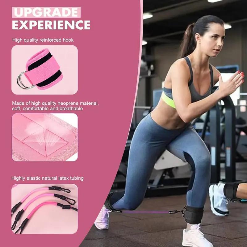 Ankle Resistance Band Set, 6 Counts/set Adjustable Multifunctional Fitness Band with Ankle Straps, Leg & Hip Training Equipment for Home & Gym, Gifts for Girlfriend, Gymnastics Bar, Stretching Gear, Workout Band