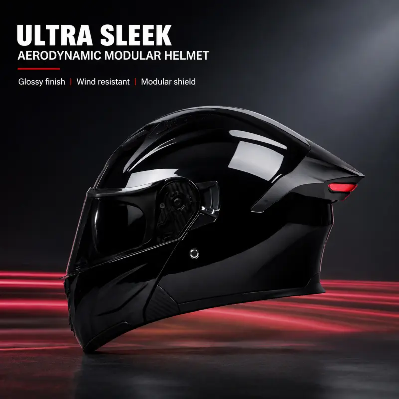 AD modular motorcycle helmet for men and women, with LED tail lights for motorcycles, full face helmet suitable for all seasons, 3C/DOT certified, detachable visor.