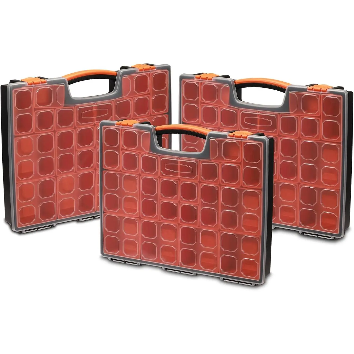 Multi-Size 3PCS Portable Multi-Purpose Organizer Box Set with 72 Removable Compartments, 16.2"L×13"W×2.3"H Professional Storage Boxes for Indoor Furniture Organization, Plastic, Functional