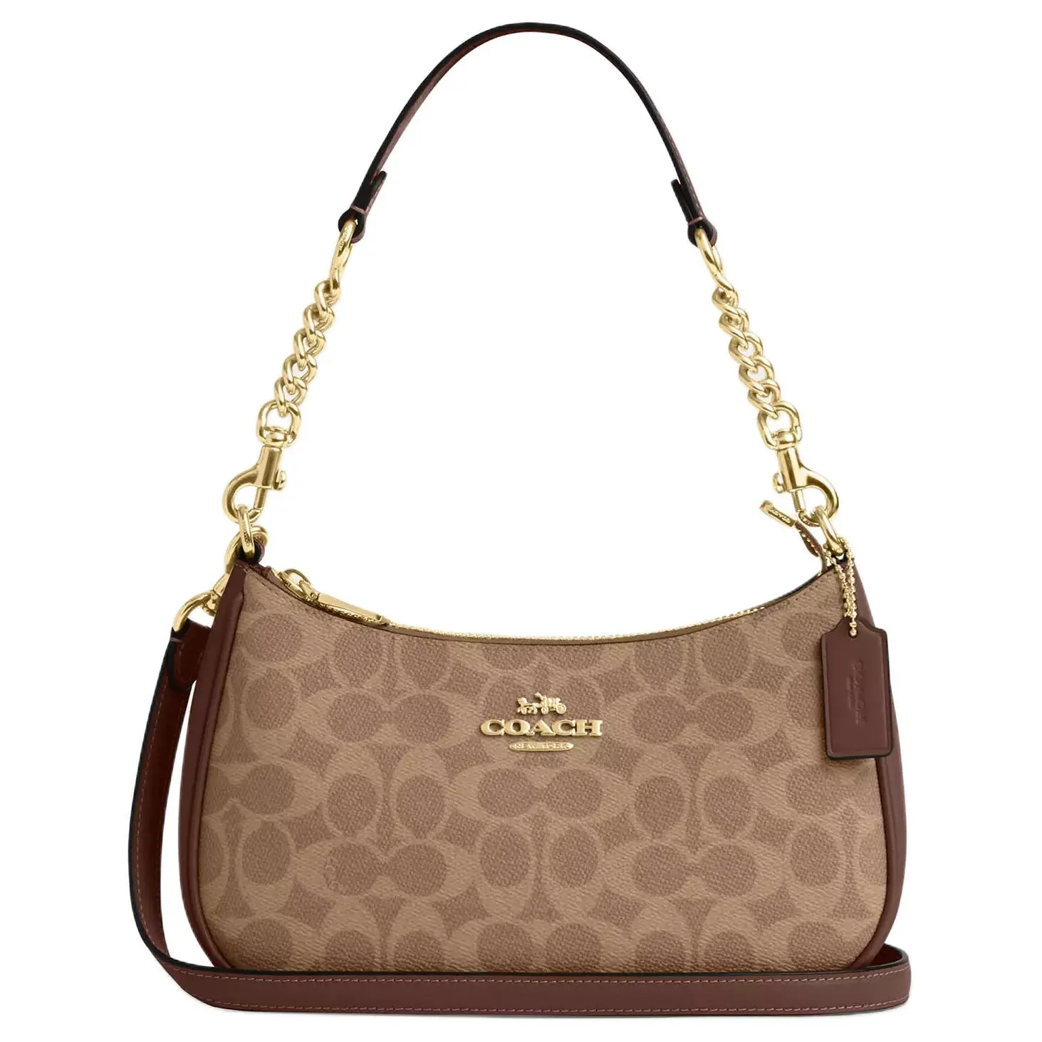 COACH Teri 24 Classic Monogram Crossbody Bag for Women, Medium Size, Khaki