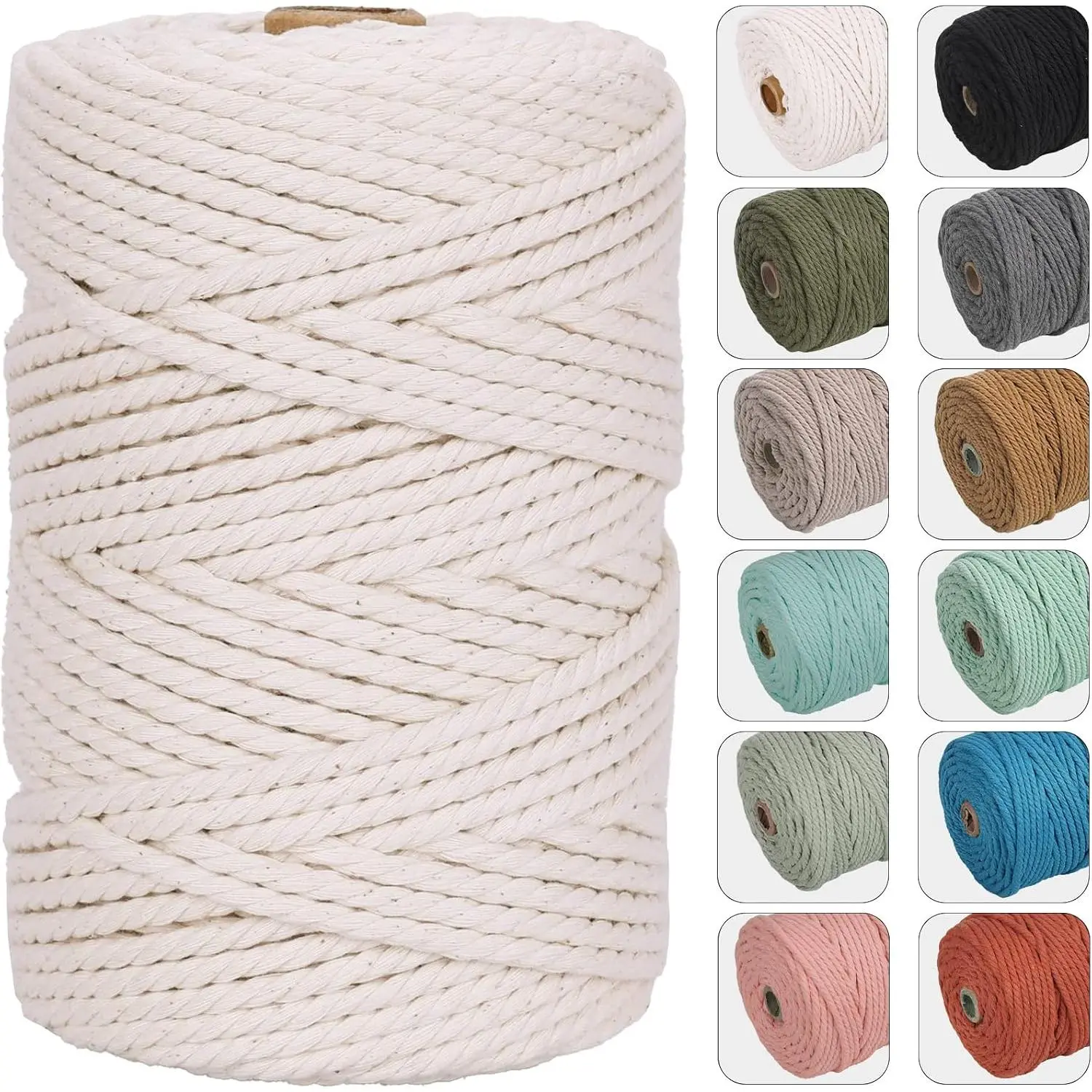 4mm 109yards Macrame Cord, Colored  Macrame Yarn,  | Macrame Supplies, 3 Strand Twisted  Yarn String,  Cord for Wall ,  Hangers, Crafts, Knitting