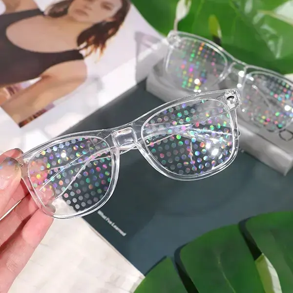 Minimall Diffraction Sunglasses - Lightweight, Comfortable Statement Frame, Rainbow Lenses, Funky Party Accessory for Rave Festivals, Whimsical Gift for Adult Accessories Lovers, Accessories Adults